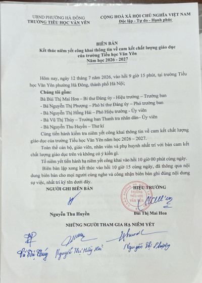 Kết thúc niêm yết công khai về câm kết chất lượng giáo dục