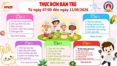 Thực đơn bán trú Tuần 01 từ ngày 7-11/9/2026