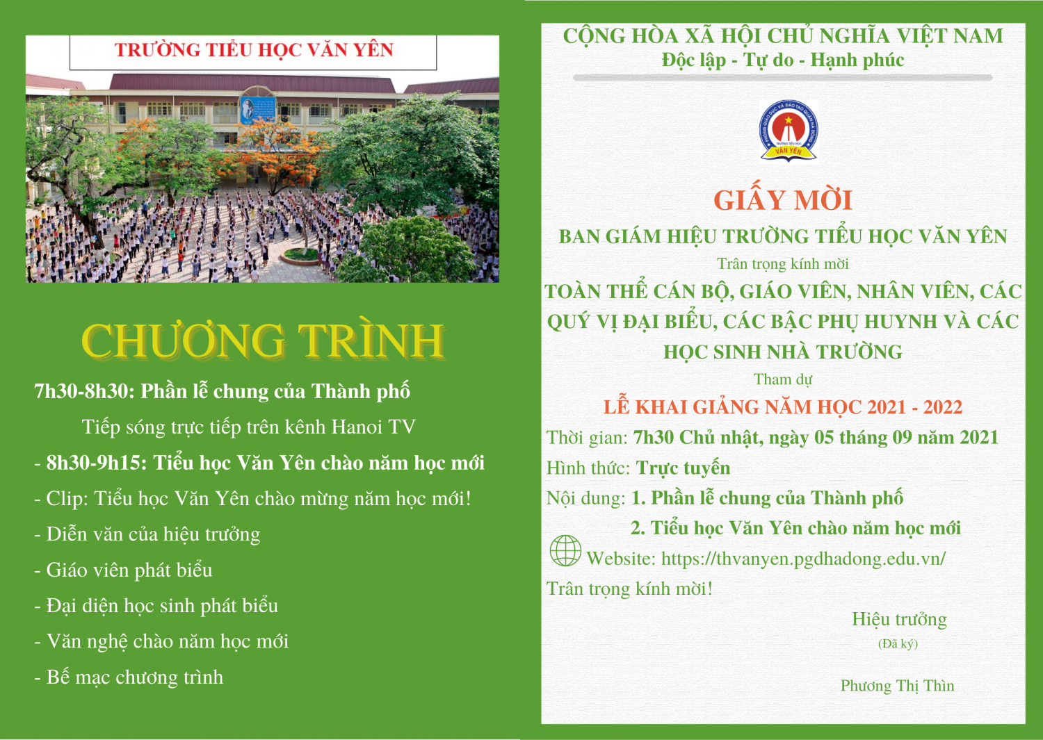 Giấy mời dự Khai giảng năm học mới!