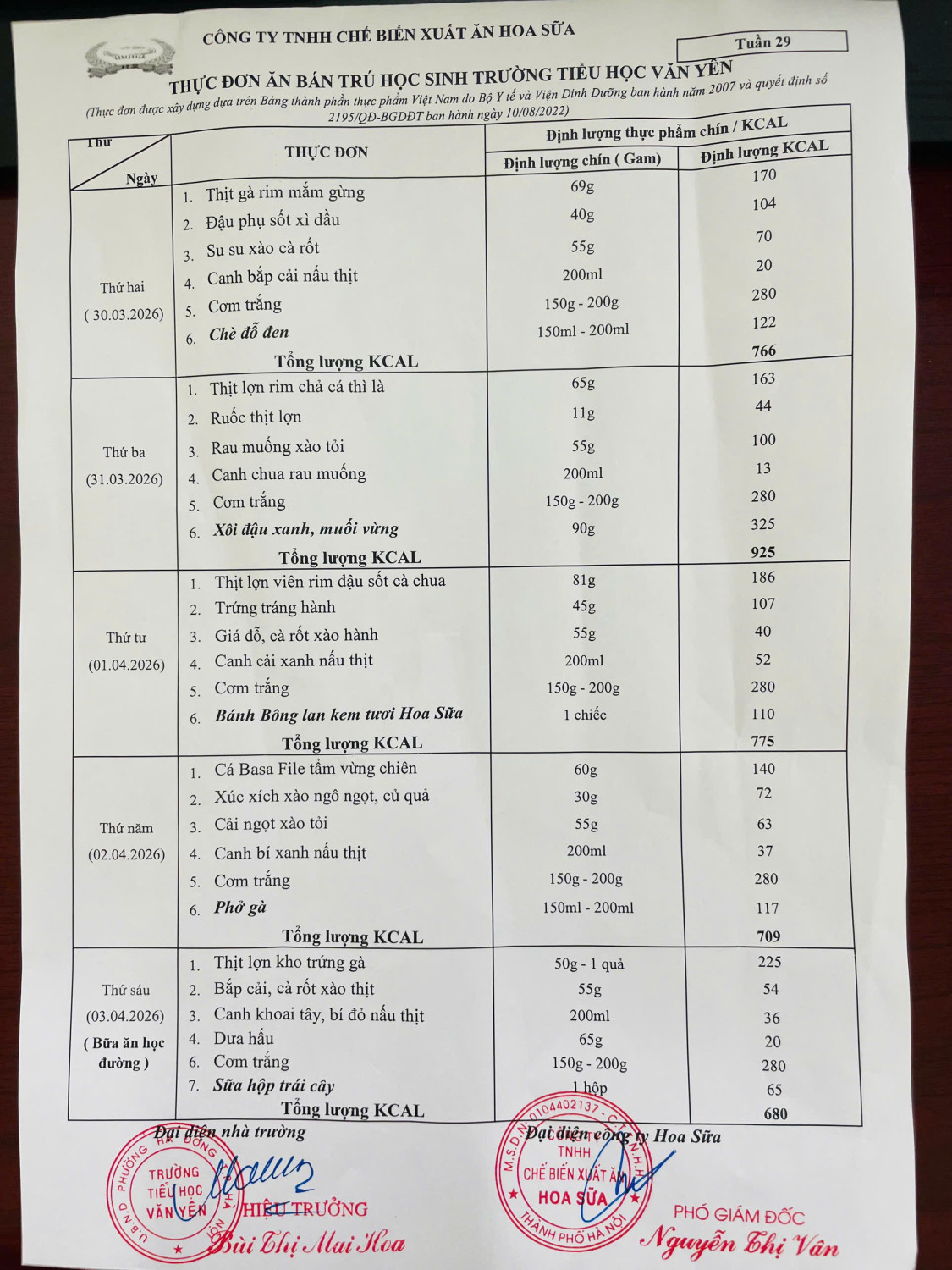 gen h thực đơn tuần 29